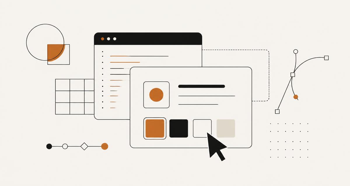 Illustration of CSS interface elements and colour swatches