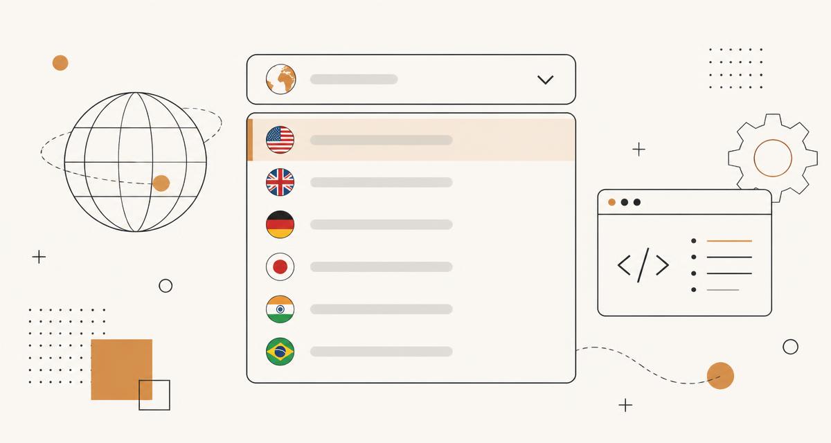 A dropdown country picker with circular SVG country, state and language flags