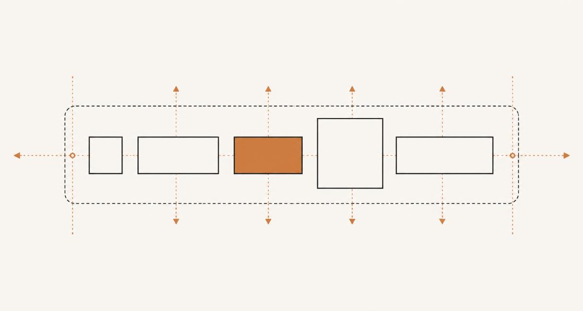Boxes aligned along an axis showing flexbox spacing