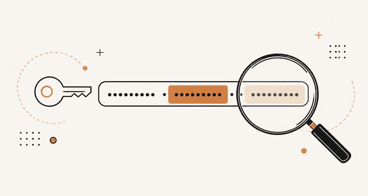 A three-part token strip with a key and magnifying glass