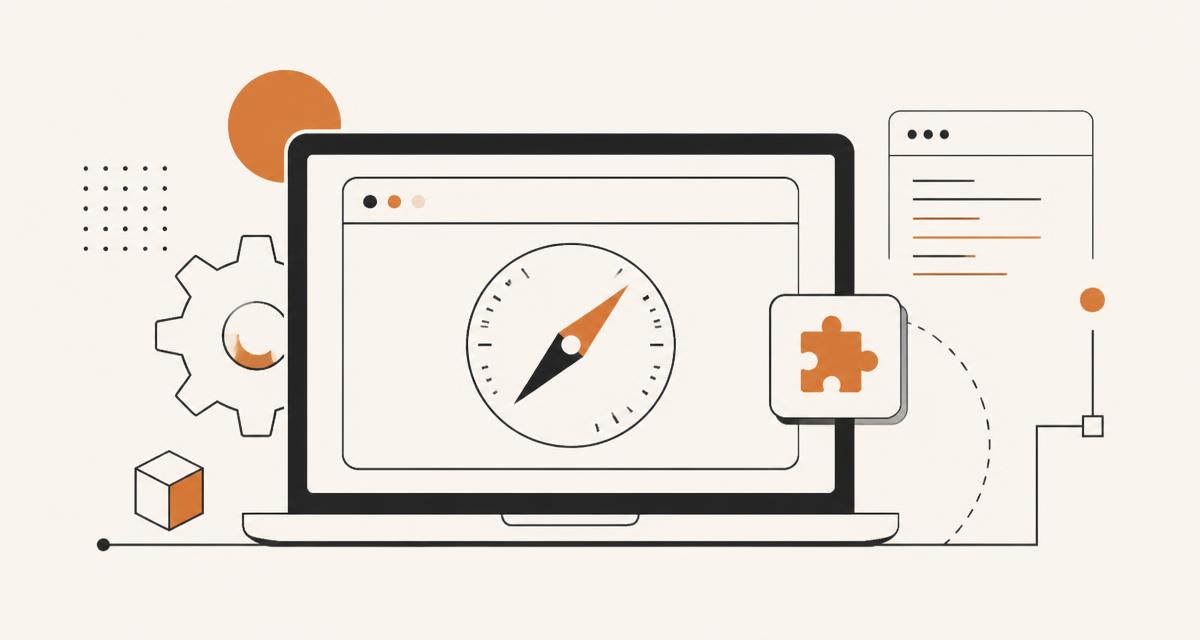 A laptop running a browser with an extension chip beside it