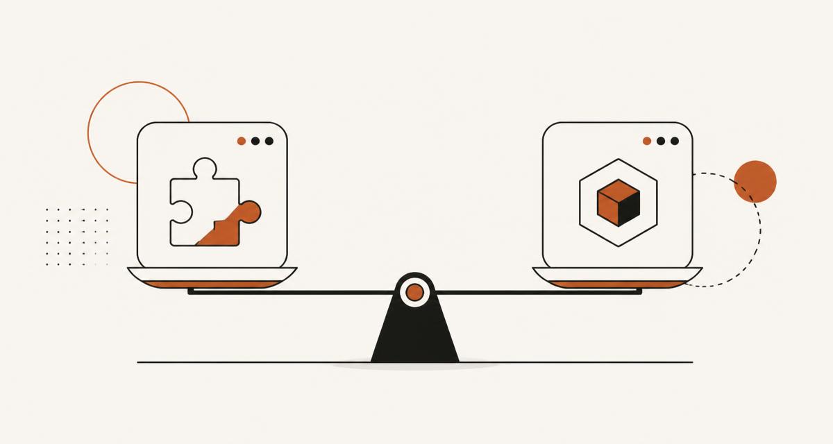 Two browser extension icons weighed on a balance scale